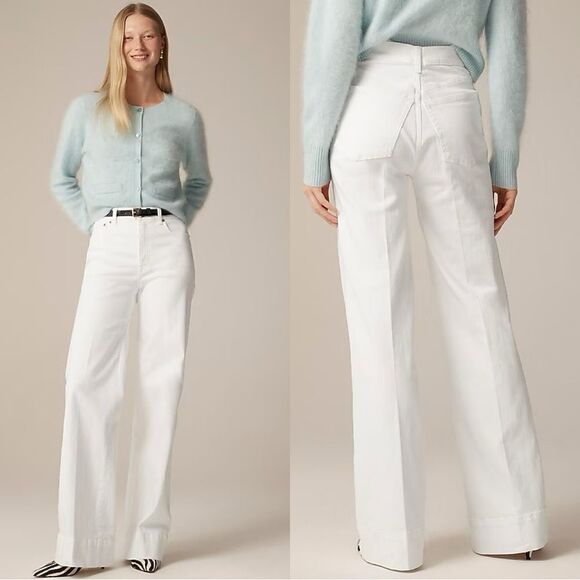 NWT J CREW new high-rise denim trouser jean in white - Picture 1 of 9